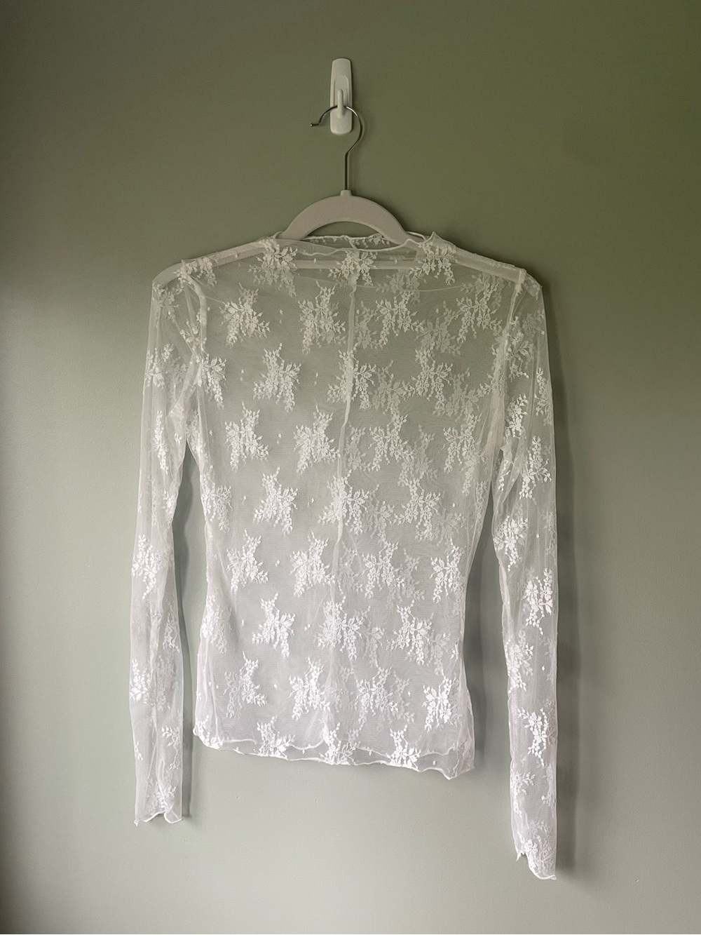 Sheer Lace Long-Sleeve Top - Picture 4 of 6